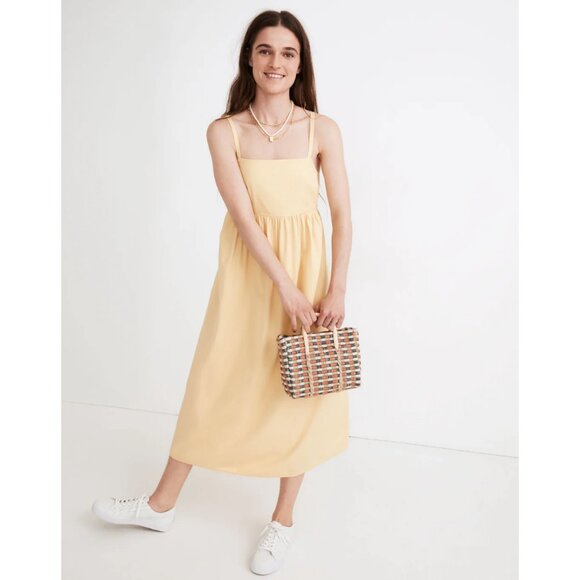 Madewell Summertime Cami Midi Dress Sun Casual Party Pleated Drape Wedding Guest - Picture 2 of 10